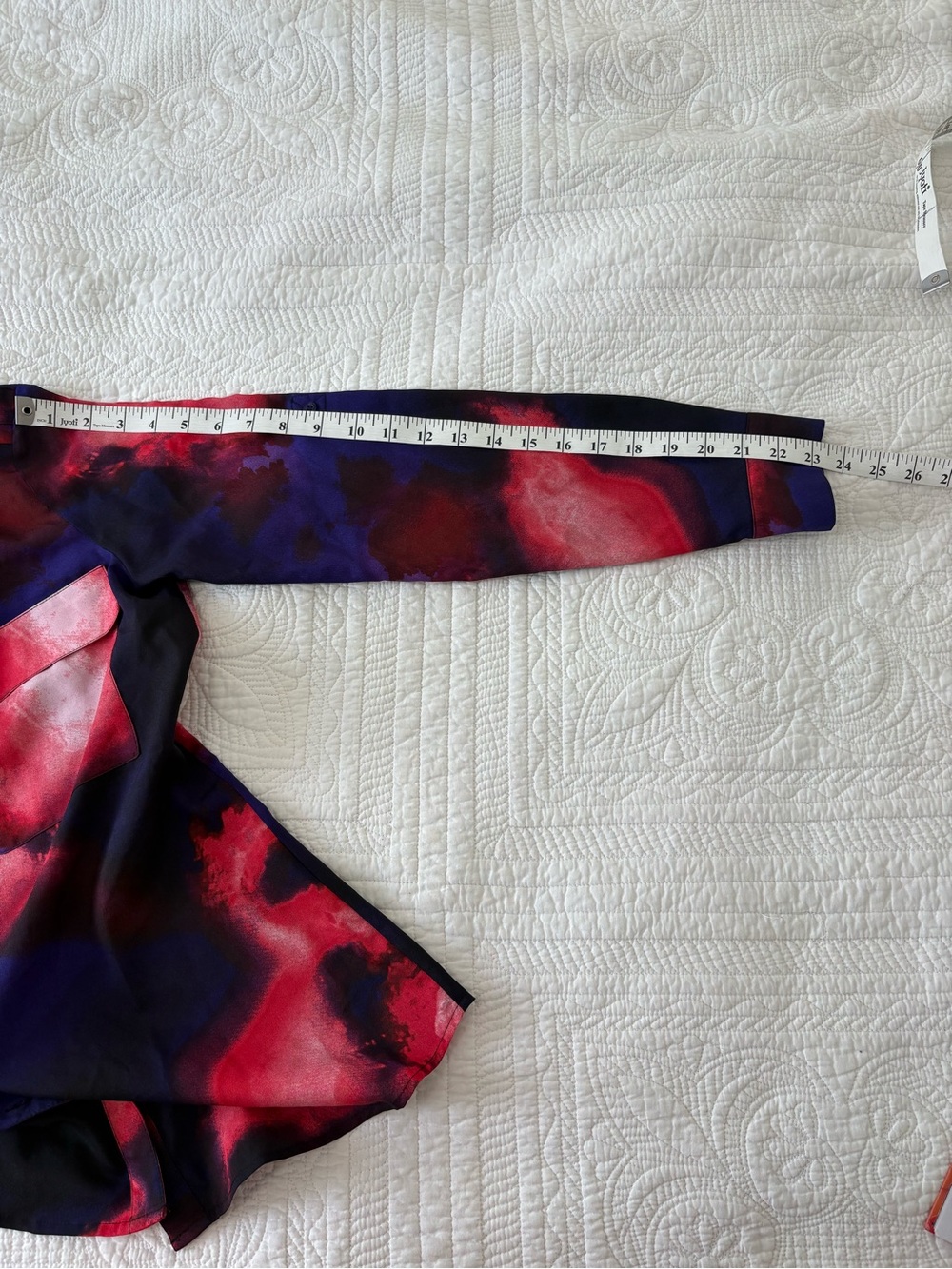 Calvin Klein Red and Purple Watercolor Blouse - Picture 5 of 6